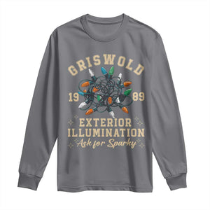 Griswold Christmas Lights Long Sleeve Shirt Exterior Illumination Ask for Sparky Funny Holiday TS02 Charcoal Print Your Wear