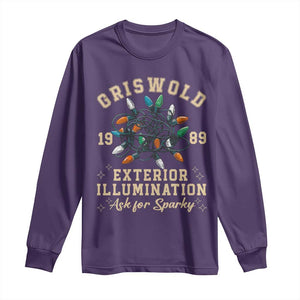 Griswold Christmas Lights Long Sleeve Shirt Exterior Illumination Ask for Sparky Funny Holiday TS02 Purple Print Your Wear