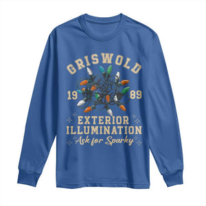 Griswold Christmas Lights Long Sleeve Shirt Exterior Illumination Ask for Sparky Funny Holiday TS02 Royal Blue Print Your Wear