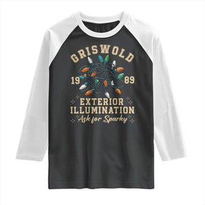 Griswold Christmas Lights Raglan Shirt Exterior Illumination Ask for Sparky Funny Holiday TS02 Black White Print Your Wear