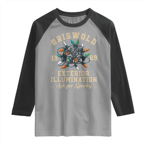 Griswold Christmas Lights Raglan Shirt Exterior Illumination Ask for Sparky Funny Holiday TS02 Sport Gray Black Print Your Wear