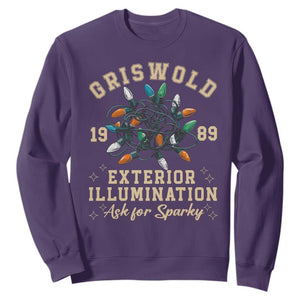 Griswold Christmas Lights Sweatshirt Exterior Illumination Ask for Sparky Funny Holiday TS02 Purple Print Your Wear