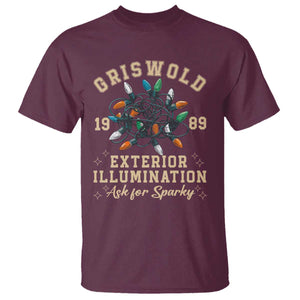 Griswold Christmas Lights T Shirt Exterior Illumination Ask for Sparky Funny Holiday TS02 Maroon Print Your Wear