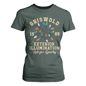 Griswold Christmas Lights T Shirt For Women Exterior Illumination Ask for Sparky Funny Holiday TS02 Dark Forest Green Print Your Wear