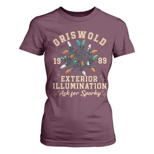 Griswold Christmas Lights T Shirt For Women Exterior Illumination Ask for Sparky Funny Holiday TS02 Maroon Print Your Wear