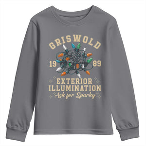Griswold Christmas Lights Youth Sweatshirt Exterior Illumination Ask for Sparky Funny Holiday TS02 Charcoal Print Your Wear