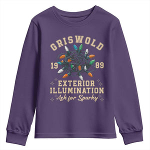 Griswold Christmas Lights Youth Sweatshirt Exterior Illumination Ask for Sparky Funny Holiday TS02 Purple Print Your Wear