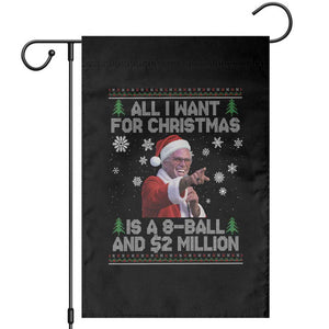 Funny Christmas Billy Meme Garden Flag A 8 Ball and 2 Million Dollars Baby Uncle in Santa Suit TS02 Black Print Your Wear