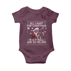 Funny Christmas Billy Meme Baby Onesie A 8 Ball and 2 Million Dollars Baby Uncle in Santa Suit TS02 Maroon Print Your Wear
