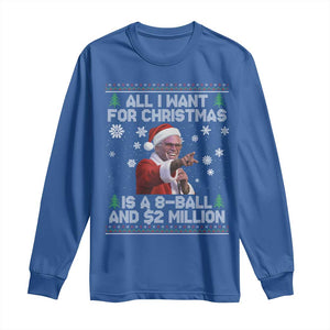Funny Christmas Billy Meme Long Sleeve Shirt A 8 Ball and 2 Million Dollars Baby Uncle in Santa Suit TS02 Royal Blue Print Your Wear