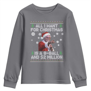 Funny Christmas Billy Meme Youth Sweatshirt A 8 Ball and 2 Million Dollars Baby Uncle in Santa Suit TS02 Charcoal Print Your Wear