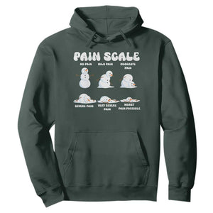 Funny Snowman Pain Scale Christmas Hoodie Melting Snowman Holiday Humor TS02 Dark Forest Green Print Your Wear