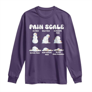 Funny Snowman Pain Scale Christmas Long Sleeve Shirt Melting Snowman Holiday Humor TS02 Purple Print Your Wear