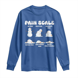 Funny Snowman Pain Scale Christmas Long Sleeve Shirt Melting Snowman Holiday Humor TS02 Royal Blue Print Your Wear