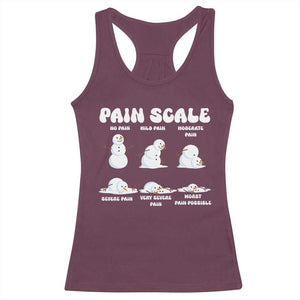 Funny Snowman Pain Scale Christmas Racerback Tank Top Melting Snowman Holiday Humor TS02 Maroon Print Your Wear
