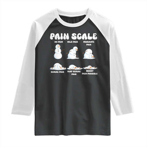 Funny Snowman Pain Scale Christmas Raglan Shirt Melting Snowman Holiday Humor TS02 Black White Print Your Wear