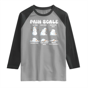 Funny Snowman Pain Scale Christmas Raglan Shirt Melting Snowman Holiday Humor TS02 Sport Gray Black Print Your Wear
