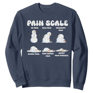 Funny Snowman Pain Scale Christmas Sweatshirt Melting Snowman Holiday Humor TS02 Navy Print Your Wear
