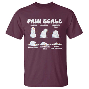 Funny Snowman Pain Scale Christmas T Shirt Melting Snowman Holiday Humor TS02 Maroon Print Your Wear