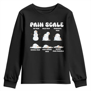 Funny Snowman Pain Scale Christmas Youth Sweatshirt Melting Snowman Holiday Humor TS02 Black Print Your Wear