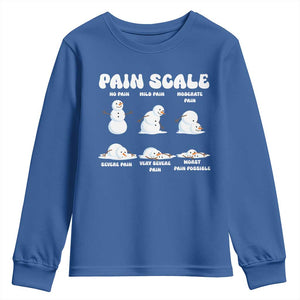 Funny Snowman Pain Scale Christmas Youth Sweatshirt Melting Snowman Holiday Humor TS02 Royal Blue Print Your Wear