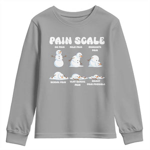 Funny Snowman Pain Scale Christmas Youth Sweatshirt Melting Snowman Holiday Humor TS02 Sport Gray Print Your Wear