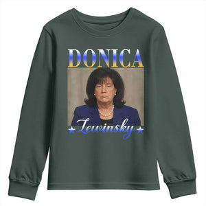 Donica Lewinsky Meme Youth Sweatshirt Viral Trump Parody Scandal Internet Humor TS02 Dark Forest Green Print Your Wear