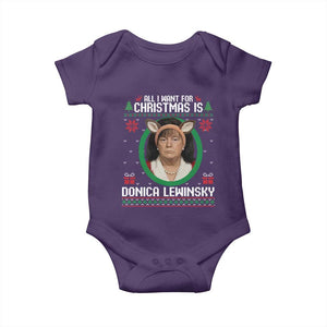 All I Want for Christmas Is Donica Lewinsky Baby Onesie Funny Holiday Trump Meme Political Roast Season TS02 Purple Print Your Wear