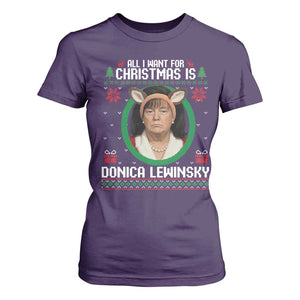 All I Want for Christmas Is Donica Lewinsky T Shirt For Women Funny Holiday Trump Meme Political Roast Season TS02 Purple Print Your Wear