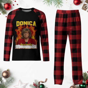 Donica Lewinsky Fire Trump Meme Plaid Pajama Set Viral Scandal Parody Political Roast Vibes TS02 Buffalo Plaid Print Your Wear
