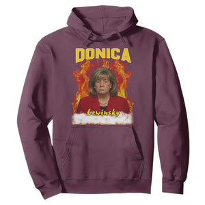 Donica Lewinsky Fire Trump Meme Hoodie Viral Scandal Parody Political Roast Vibes TS02 Maroon Print Your Wear