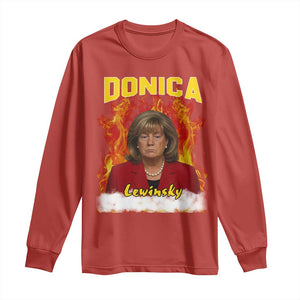Donica Lewinsky Fire Trump Meme Long Sleeve Shirt Viral Scandal Parody Political Roast Vibes TS02 Red Print Your Wear