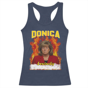 Donica Lewinsky Fire Trump Meme Racerback Tank Top Viral Scandal Parody Political Roast Vibes TS02 Navy Print Your Wear