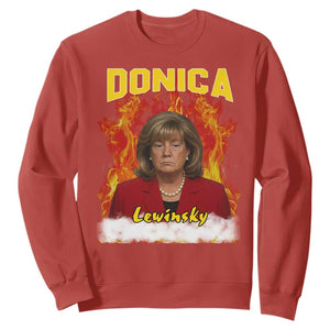 Donica Lewinsky Fire Trump Meme Sweatshirt Viral Scandal Parody Political Roast Vibes TS02 Red Print Your Wear