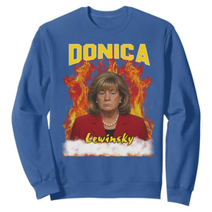 Donica Lewinsky Fire Trump Meme Sweatshirt Viral Scandal Parody Political Roast Vibes TS02 Royal Blue Print Your Wear
