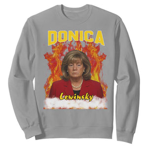 Donica Lewinsky Fire Trump Meme Sweatshirt Viral Scandal Parody Political Roast Vibes TS02 Sport Gray Print Your Wear