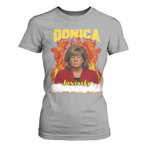 Donica Lewinsky Fire Trump Meme T Shirt For Women Viral Scandal Parody Political Roast Vibes TS02 Sport Gray Print Your Wear