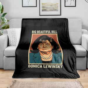 Big Beautiful Bill Donica Lewinsky Throw Blanket Funny Political Trump Meme Vintage Parody TS02 Print Your Wear