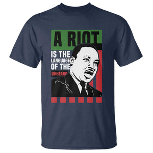 Martin Luther King MLK T Shirt A Riot Is The Language Of The Unheard Civil Rights TS02 Navy Print Your Wear