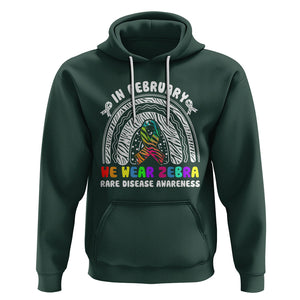 Rare Disease Day Shirts Hoodie In February We Wear Zebra Rare Disease Awareness Rainbow Zebra TS02 Dark Forest Green Printyourwear