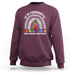 Rare Disease Day Shirts Sweatshirt In February We Wear Zebra Rare Disease Awareness Rainbow Zebra TS02 Maroon Printyourwear