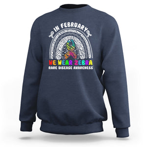 Rare Disease Day Shirts Sweatshirt In February We Wear Zebra Rare Disease Awareness Rainbow Zebra TS02 Navy Printyourwear