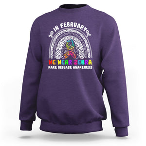 Rare Disease Day Shirts Sweatshirt In February We Wear Zebra Rare Disease Awareness Rainbow Zebra TS02 Purple Printyourwear