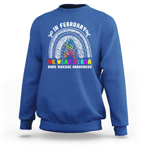 Rare Disease Day Shirts Sweatshirt In February We Wear Zebra Rare Disease Awareness Rainbow Zebra TS02 Royal Blue Printyourwear