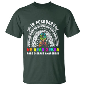 Rare Disease Day Shirts T Shirt In February We Wear Zebra Rare Disease Awareness Rainbow Zebra TS02 Dark Forest Green Printyourwear
