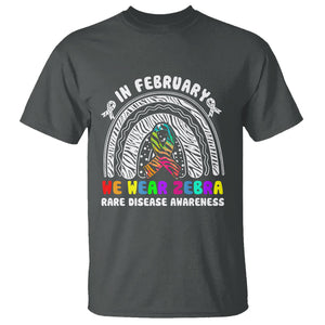 Rare Disease Day Shirts T Shirt In February We Wear Zebra Rare Disease Awareness Rainbow Zebra TS02 Dark Heather Printyourwear