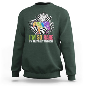 Rare Disease Day Shirts Sweatshirt Rare Disease I'm So Rare I'm Pratically Mythical Zebra Unicorn Zebra Ribbon TS02 Dark Forest Green Printyourwear