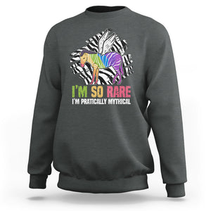 Rare Disease Day Shirts Sweatshirt Rare Disease I'm So Rare I'm Pratically Mythical Zebra Unicorn Zebra Ribbon TS02 Dark Heather Printyourwear