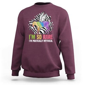 Rare Disease Day Shirts Sweatshirt Rare Disease I'm So Rare I'm Pratically Mythical Zebra Unicorn Zebra Ribbon TS02 Maroon Printyourwear
