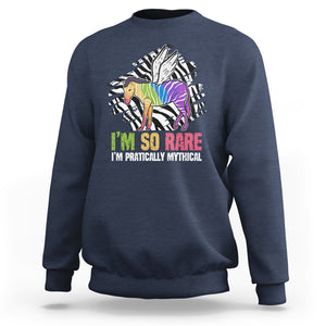 Rare Disease Day Shirts Sweatshirt Rare Disease I'm So Rare I'm Pratically Mythical Zebra Unicorn Zebra Ribbon TS02 Navy Printyourwear